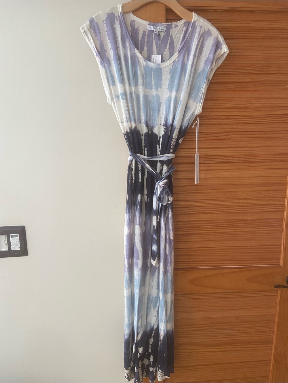 Young Fabulous & Broke Scoop Neck Tie-Dye Maxi Dress in Blue, Purple & Cream